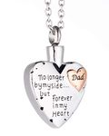 No Longer by My Side but Forever in My Heart Cremation Jewellery for Ashes Dad Personalized Stainless Steel Keepsake Pendant Memorial Gift Urn Necklace for Ashes (Dad)