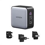 UGREEN USB C Charger 65W Plug GaN Charger Fast Charger Plug Travel Adapter Nexode 3-Port with US/UK/EU Plug Compatible with MacBook Pro/Air, iPhone 15 Pro Max/15 Pro/15, iPad, Galaxy S24, Pixel 8, etc