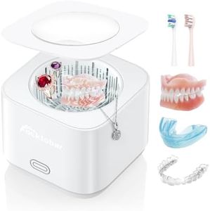 Limpiador Ultrasonidos Dental Limpieza, 43KHz Dental Pod Ultrasonic, Para Dentaduras Postizas, Alineadores, Retenedores, Cabezas de Cepillos de Dientes, Limpiador Ultrasónico Eficiente de 360°, 200ml