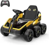 FanttikRide X7 Classic 12V Ride on Toys for Big Kids, 6 Wheels UTV, 4x45W 4MPH Powerful Electric Car, 4-Wheel Drive, Parent Remote, 4 Shock Absorbers, Perfect Choice for Ages 3 and Up, Yellow