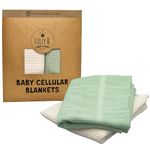 Lilly Belly Cellular Blankets Baby - 70 x 90 cm | 100% Pure Organic Cotton Blanket Pack of 2 Warm & Cosy Baby Blanket | Baby Blanket for Newborn | Perfect for Pram/Travel/Moses Baskets.