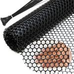 Chicken Wire Fence Mesh, Plastic Hexagonal Fencing for Gardening with Zip Ties, 15.7IN x 10FT Black Poultry Fencing,Garden Netting, Chicken Wire Frame for Crafts, Floral Netting