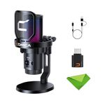 comica EJoy Uni Pro (D)-Black Microphone for Computer and Smartphone,RGB Cardioid Condenser Gaming Mic for Podcasting,Streaming,Recording,with Desktop Stand