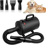 3800W Dog Hair Dryer - Professional 3800W High-Power Pet Blaster Dryer with Adjustable Temperature and Wind Speed, Low Noise Operation, and Four Nozzles for Efficient Pet Drying