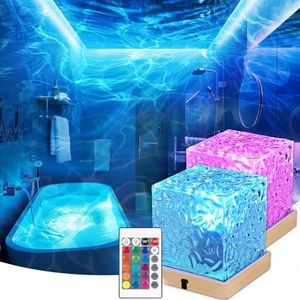 2 Pack Rechargeable Shower Light 16 Color Changeable Ocean Wave Galaxy Projector with Remote Northern Lights Mood Cube Lamp Dimmable Waterproof Shower Lamp Flame Water Ripple Lights for Bathroom