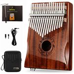 Moozica 17-Key EQ Kalimba, Koa Tone Wood Electric Finger Thumb Piano Built-in Pickup With 6.35mm Audio Interface and Professional Kalimba Bag