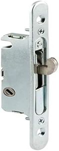 HauSun Mortise Lock with 45 Degree Keyway and Round Faceplate,Adjustable,Spring-Loaded Hook Latch Replacement for Sliding Patio Doors Constructed of Wood, Aluminum and Vinyl, 4-5/8"