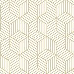 RoomMates RMK10704WP Stripped Hexagon Peel and Stick Wallpaper, White/Gold