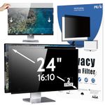 Peslv 2-PACK 24 Inch 16:10 Computer Privacy Screen for Widescreen Monitor, 24inch Removable Anti Blue Light Glare Eye Protection Shield, Black Blackout Anti Spy Desktop Security Private Filter