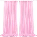 10ft x 10ft Pink Chiffon Sheer Backdrop Curtains, Wrinkle-Free Draping Fabric Wedding Arch Drapes for Party Ceremony Stage Decoration