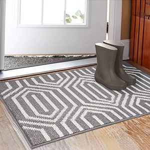 (80cm x 120cm ) - Indoor Doormat 80cm x 120cm , Absorbent Front Back Door Mat Floor Mats, Rubber Backing Non Slip Door Mats Inside Mud Dirt Trapper Entrance Door Rug Carpet, Machine Washable Low Profile-Grey Time Cloister