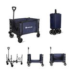 FREEDARE 70KG/120L Festival Trolley Cart Heavy Duty Folding Wagon for Camping and Shopping with Removable Wheels Pull Along Collapsible Garden Wagon Cart with Versatile Canvas, Navy