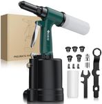 JiGiU Pneumatic Air Riveter 1780KGF Pulling Pneumatic Rivet Gun Heavy-Duty Air Pop Riveter 2.4mm, 3.2mm, 4.0mm, 4.8mm and 6.4mm Capacity for Automotive, Construction, Manufacturing Industries