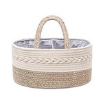 JiA QAQ Baby Nappy Caddy Organiser,Portable Cotton Rope Woven diaper Caddy-Nursery Storage, DIY Basket with Changeable Compartments, Newborn Shower Gift Tote Bag (Beige)