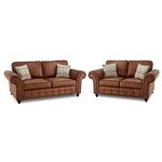 Luxury Life Oakley Tan/Brown Suede Fabric Sofa Set (3 Plus 2 Set)