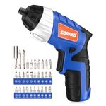 SORAKO Electric Screwdriver, 3.6V Cordless Screwdriver with 1300mAh Rechargeable Battery, 6N.m Max Torque, 180RPM, LED Light, Ideal for Small Tasks and DIY Projects