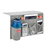 Zafit Linen 5 Pockets Bedside Caddy, Bedside Storage Organizer with Water Bottle Holder for Magazine, Remotes, Phone (Grey)