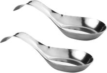 INKULTURE Stainless Steel Spoon Rest for Home & Kitchen, Pack 02 Pcs | Large | Spatula Ladle Holder | Spoon Rest Holder