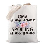 PWHAOO Oma Grandma Gift Oma Is My Name Spoiling Is My Game Tote Bag Canvas Best Oma Ever Shopping Bag, Spoiling Oma Tote, One Size