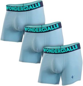Wonderballs Short Boxer Briefs for Men - Sky Blue, XX-Large, (Pack of 3) - Ultra-Soft & Breathable Peruvian Pima Cotton & Modal Blend, Short Boxer Briefs - Athletic Underwear for Men - Mens Underwear