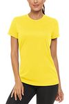 TACVASEN Womens Running T-Shirts Short Sleeve Yoga Tops Short Sleeve Outdoor Shirt Sun Protection Fishing T Shirts (L, Yellow)