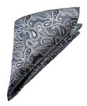 VOICI France - Premium Pocket Square Men Satin Wedding Handkerchief Multicolor Free Size (Grey Black)