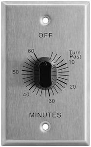 SURAIELEC Mechanical Countdown Timer Switch with Commercial Style Metal Plate, Up to 60 Minutes, in-Wall Spring Wound Timer, No Neutral Wire Needed, Ideal for Homes and Offices, ETL Listed