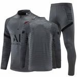 LOXCZI Men's Football Tracksuits Paris jersey training suit European Club Men Soccer Sweatshirt Long Sleeve Spring and Autumn Unisex Breathable Sports Training Uniform,Gray,S