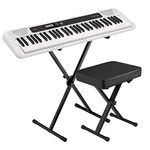 Casio Casiotone CT-S200 61-Key Portable Keyboard with USB Kit with Stand, Deluxe Bench & Power Supply - Lightweight, Stylish and Portable Design - Piano Style Keys - White