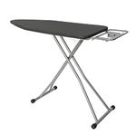 BQKOZFIN Height Aadjustment Ironing Board Steel with Detachable & Washable Heat Resistant Cover and Durable T-Leg, 48''L x 18''D, Black