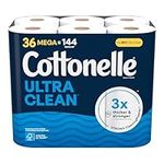 Cottonelle Ultra Clean Toilet Paper, Strong Toilet Tissue, 36 Mega Rolls (36 Mega Rolls = 144 Regular Rolls), 284 Sheets Per Roll