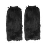 Winter Boot Covers 40cm Faux Fur Leg Warmer Plush Fashion Long Leg Warmer Boot Cuffs Cover for Women Girls (Black, Long Plush) Festival Leg Warmers