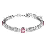 Swarovski Women Matrix Tennis Bracelet, Mixed Cuts, Pink, Rhodium Plated