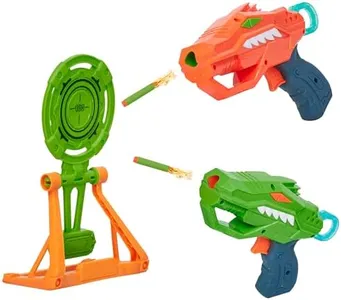 Kidzlane Dinosaur Foam Dart Guns with Shooting Targets - Set of 2 - Vibrant Red and Green Toy Gun Target Practice for Kids - Kids Shooting Target - Endless Fun and Skill Enhancement