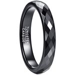 NUNCAD Black Tungsten Carbide Wedding Ring for Men Women 4mm Rings for Engagement Promise Propose Comfort Fit Size W