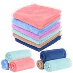 FRIUSATE 6 Pcs Flannel Face Cloth Soft Face Flannels Toddler Flannels Wash Towels Quick Dry Reusable Face Body Cloths Squares Wash Flannels for Baby Kids Adults(30x30cm)