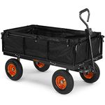 VonHaus Garden Cart – Trolley, Trailer, Truck, Utility Wagon with Wipe Clean Lining, Mesh Panels, Steel Frame, 600kg Weight Capacity – Heavy Duty for Outdoors, Festivals, Tools, Plants, Logs, Camping