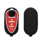 kwmobile Key Cover Compatible with Alfa Romeo 3-Button MiTo Giulietta Brera 159 - Soft Silicone Car Key Fob Holder Protector Case - Black/Red