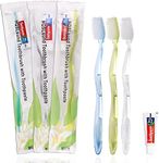 HQSLsund ® 120 Pack Disposable Toothbrush, Bulk Toothbrushes with Toothpaste Individually Wrapped, Disposable Toothbrushes Bulk Toothbrushes Medium Soft Bristle Manual Disposable Travel Toothbrush Kit