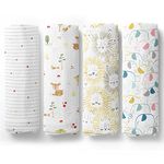 haus & kinder Swaddle -Pack of 4 | Muslin Baby Swaddle Wrap | Jungle Safari Collection 100% Cotton Soft Muslin Swaddles Wrap for Newborn Baby (Woodland, Elephant, Lion, Dot, 100 Cm*100 Cm, Multicolor)