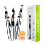 ZHONGYAN TAIHE acupressure pen 9-in-1 Electronic Acupuncture Pen for Pain Relief Meridian Energy Pulse Massage Pen One replacement pen tip Includes 2pcs Massaging Gel dab pen battery (English version)