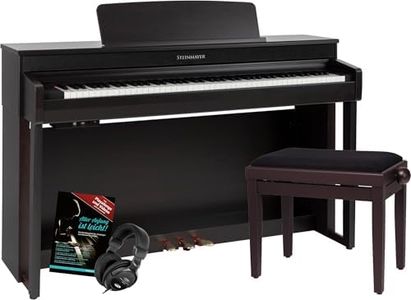 Steinmayer DP-361 RW Digitalpiano - 88 Tasten mit Hammermechanik - Ebony/Ivory Touch - Bluetooth Audio/MIDI - Set inkl. Klavierbank, Kopfhörer und Schule - dunkles Rosenholz