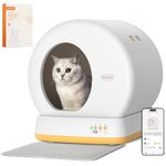 MeoWant Self-Cleaning Cat Litter Box, Advanced Safety System Automatic Cat Litter Box Perfect for Multi Cats, Extra Large/Odor Control/APP Control Smart Cat Litter Box with Mat & Liner, Yellow