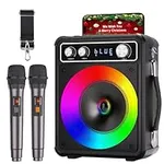 VOSOCO Karaoke Machine, Portable Bluetooth Speaker with 2 Wireless Microphones, PA System for Adults Kids with LED Lights, Supports TWS/REC/FM/AUX/USB/TF for Home Party