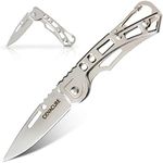 COVACURE UK Legal Non-Locking Pocket Knife with Silver Skeletonized Handle 2.4" Blade with Carabiner Clip