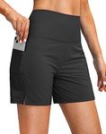 wkwmrpet Womens Swim Shorts High Waisted Stretchy Board Shorts UPF50+ Quick Dry Plus Size Swimwear with Liner Pocket Deep Gray