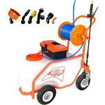 Petra Battery Powered Sprayer - 14 Gallon Large Cart Sprayer - Portable Weed Sprayer for Lawn & Garden with HD Wand, Nozzles, Battery Operated Portable Yard Lawn Sprayer with Wheels (HD14000 Prime)