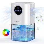 Dehumidifiers for Home, 58 OZ Small Deshumidificateur for 250 Sq.Ft, Portable Mini Dehumidifier with 7 Color LED Light, Auto Shut Off, Timer, Energy Saving for Bedroom, Bathroom, Basement, RV-White