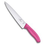 Victorinox Swiss Classic Carving Knife, Stainless Steel Meat and Large Vegetable Cutting Straight Blade Knife for Professional and House Use, Pink, 19 Cm, Swiss Made