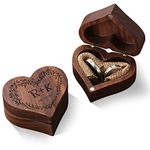 Personalised Wedding Ring Box for 2 Rings Ceremony Wooden Engagement Proposal Ring Bearer Boxes Holders Gift for Wedding Anniversary Jewellery Accessories, Heart Ring Box Custom Name